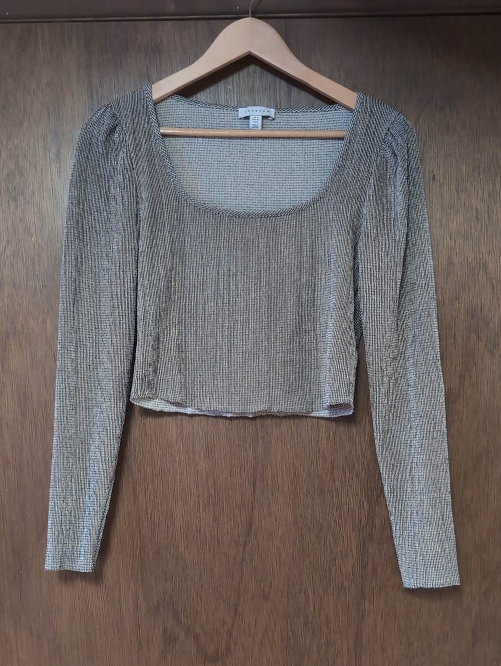 Topshop Long-Sleeve Scoop Neck Crop Top